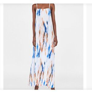 Zara Tie Dye Pleated Maxi Dress Size Medium